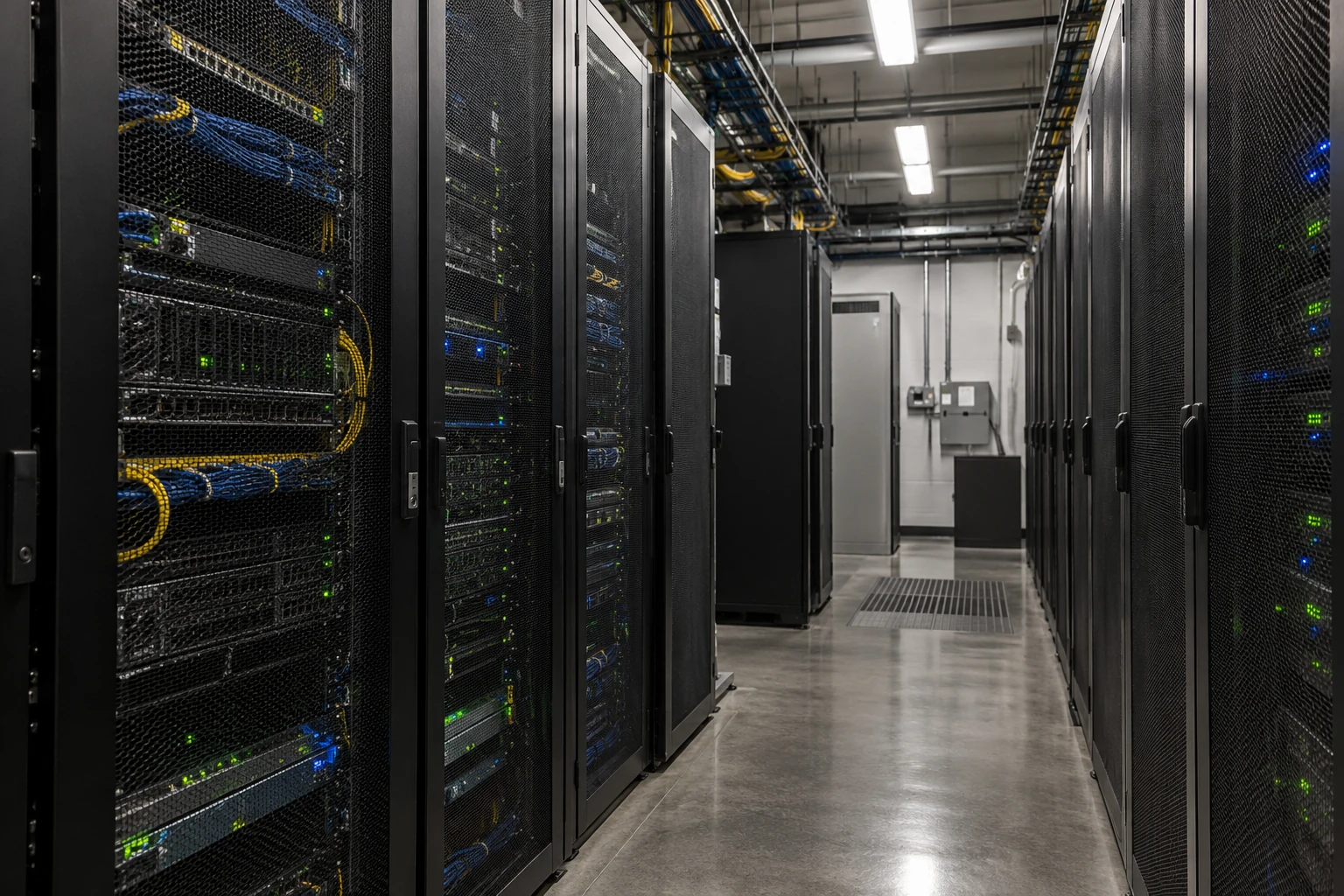 Private data center with server and backup storage racks