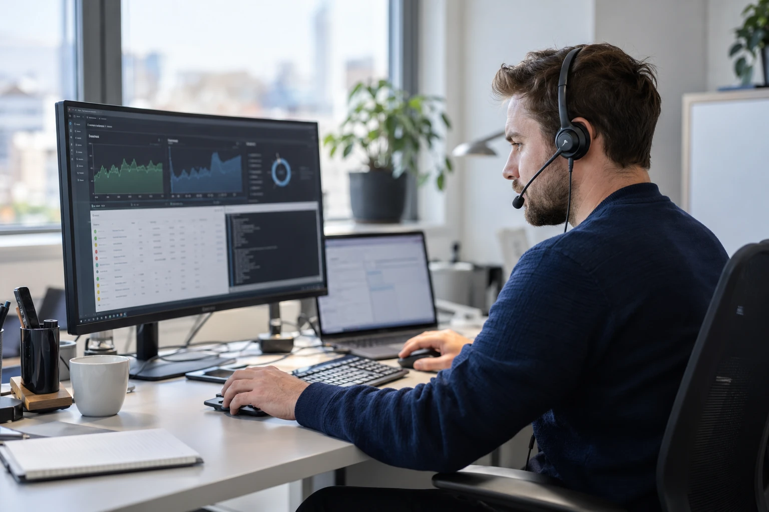 IT specialist providing remote technical support and server administration
