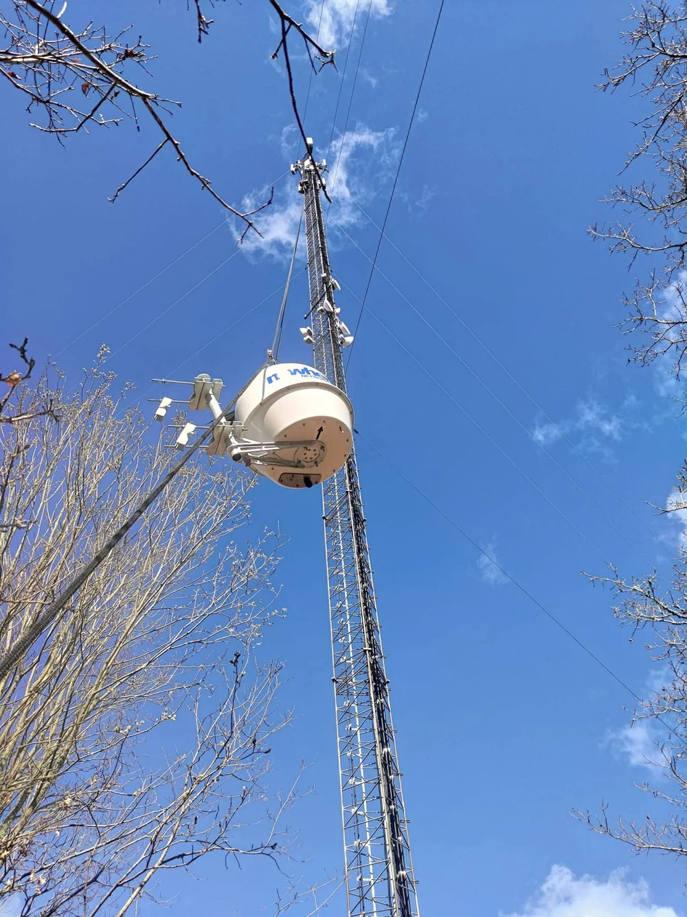Radio and microwave equipment on a telecom tower, from the Protik project archive